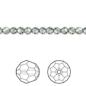 Bead 12pk black diamond, Crystal Passions® 4mm round 5000