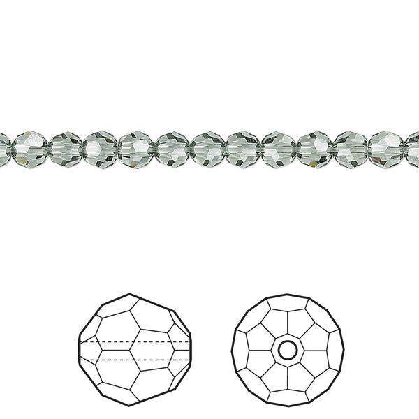 Bead 12pk black diamond, Crystal Passions® 4mm round 5000 image number 0