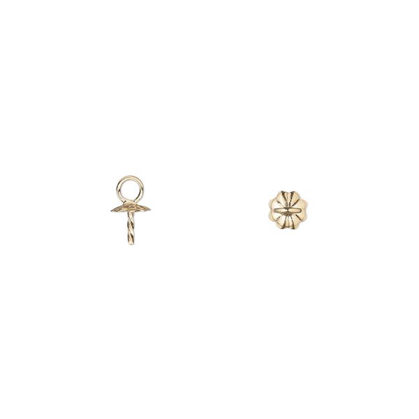 Cup, 14Kt gold-filled, 4mm fluted flower cup with 4mm twisted peg, fits 4-6mm beads. Sold individually. image number 0