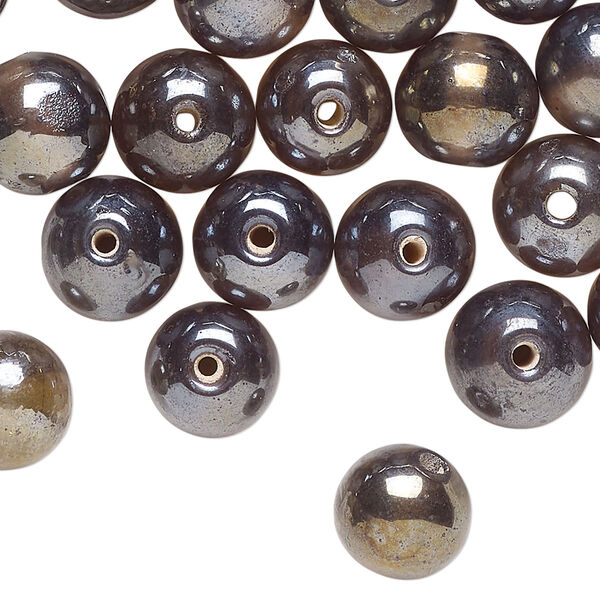 Bead, glass, translucent grey, 10x9mm-11x10mm. Sold per 2-ounce pkg, approximately 40 beads. image number 0