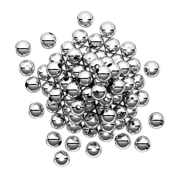 Bead, sterling silver, 4mm seamless-look round. Sold per pkg of 50. image number 0