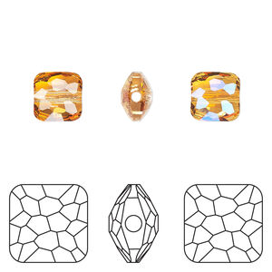 Bead 1pkg144 dark orange TCF™, Swarovski®, 8mm puffed square 5035
