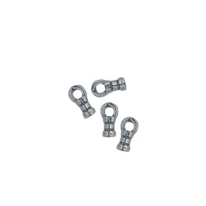 Crimp end 1pkg4 gunmetal-plated pewter, 4x2.5mm tube / loop / 1mm inside diameter, JBB Findings