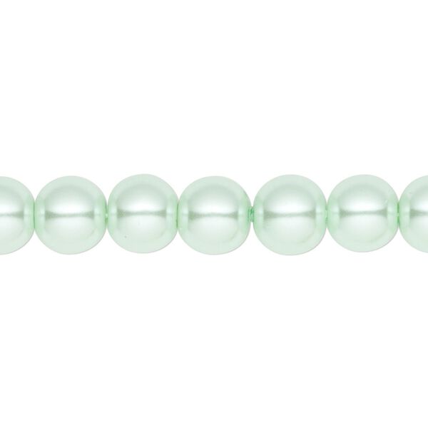 Bead, crystal pearl, light green, 8mm round. Sold per pkg of (2) 15-1/2" to 16" strands, approximately 100 beads. image number 0