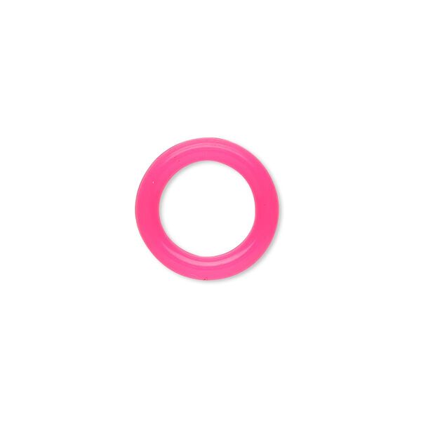 Component, Oh! Ring™, silicone, neon pink, 15mm round with 10mm hole. Sold per pkg of 100. image number 0