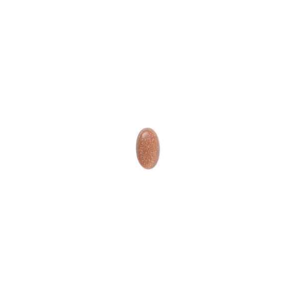 Cabochon, brown goldstone (glass) (man-made), 5x3mm calibrated oval. Sold per pkg of 10. image number 0
