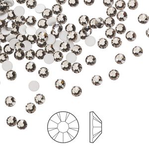 Flat back 144pk black diamond foil back, Preciosa MAXIMA Czech crystal rhinestone 3-3.2mm chaton rose round SS12