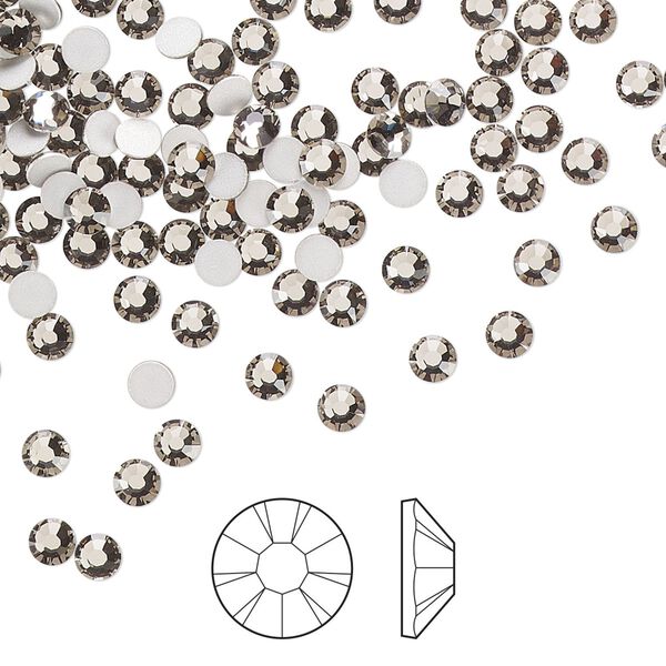 Flat back 144pk black diamond foil back, Preciosa MAXIMA Czech crystal rhinestone 3-3.2mm chaton rose round SS12 image number 0