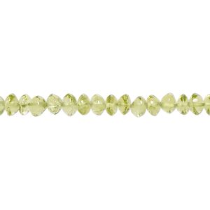 Peridot 1pkg1, hand-cut saucer bead natural 13 inch 4x2mm-5x4mm