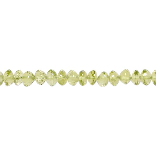 Peridot 1pkg1, hand-cut saucer bead natural 13 inch 4x2mm-5x4mm image number 0