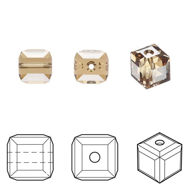 Bead 6pk light Colorado topaz, Crystal Passions® 8mm cube 5601 image number 0