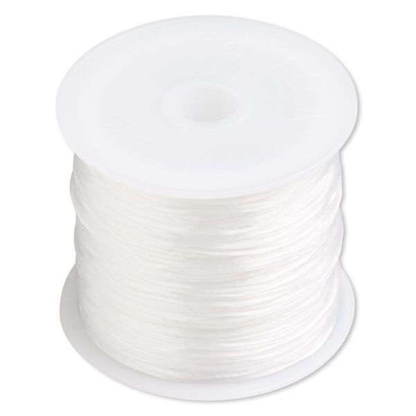 Cord, stretch, elastic floss, white, 0.5mm diameter, 3-pound test. Sold per 150-foot spool. image number 0