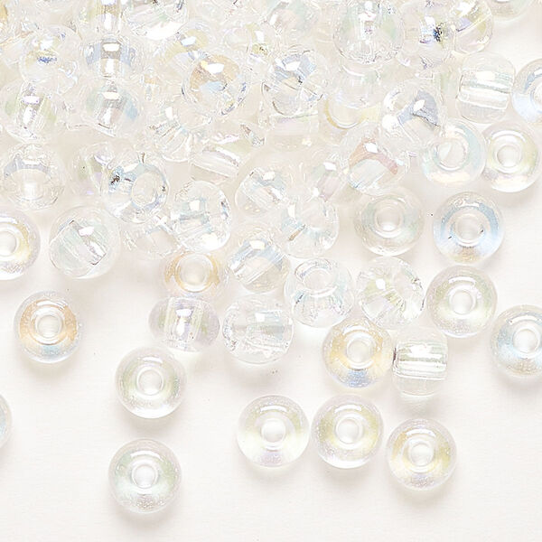 Seed bead, Preciosa Ornela, glass, translucent rainbow crystal clear, #2 rocaille. Sold per 50-gram pkg. image number 0