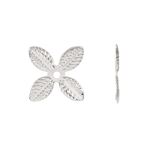 Component, silver-finished steel, 22mm single-sided leaves. Sold per pkg of 20. image number 0