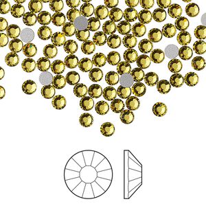 Flat back 1440pk acid yellow foil back, Preciosa VIVA 12® Czech crystal rhinestone 3-3.2mm chaton rose round SS12