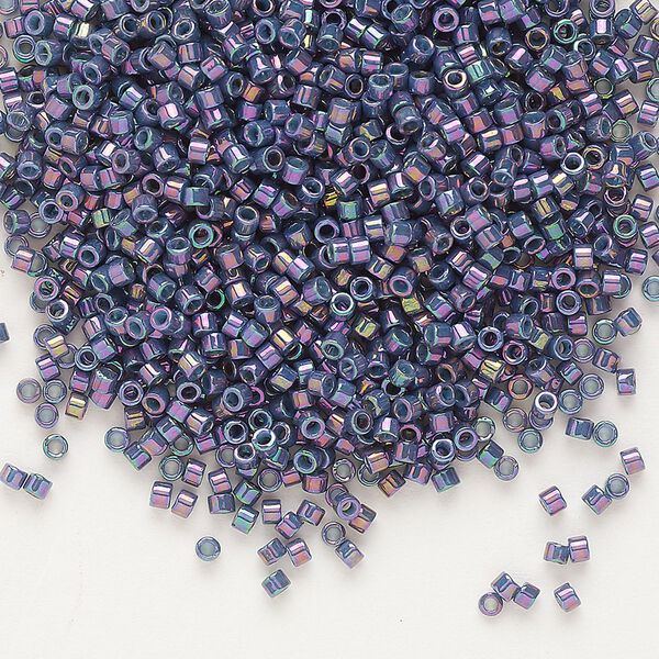 Seed bead, Delica®, glass, pkg/250g, #11 round, opaque rainbow gold luster purple grey (DB-0134). image number 0
