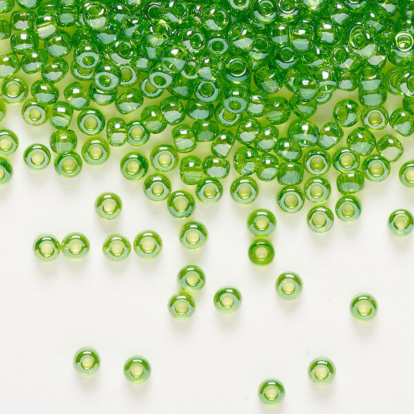 Seed bead, Preciosa Ornela Czech glass, pkg/500g, #8 rocaille, translucent luster green, (56430). image number 0