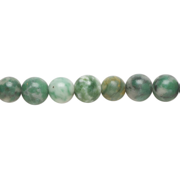 Bead, Ching Hai "jade" (dolomite/fuchsite) (natural), 6mm round, C Grade, Mohs hardness 3-1/2 to 4. Sold per 15-1/2 to 16-inch strand. image number 0