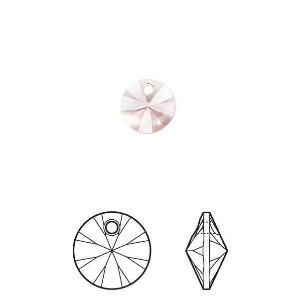 Drop 12pk light rose, Crystal Passions® 8mm pendant mini disk 6428 image number 0