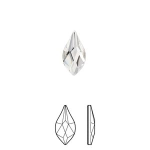 Flat back 4pk crystal foil back, Crystal Passions® 14x7mm flame 2205