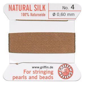 Thread, Griffin, silk, cornelian, size #4. Sold per 2-meter card (approximately 78 inches).