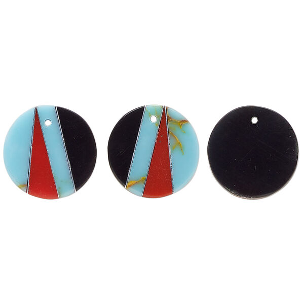 Resin 1pkg2, flat round drop multicolored 13mm image number 0