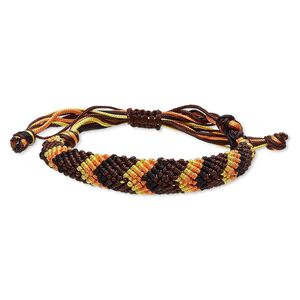Bracelet, macramé, nylon, multicolored, 15mm wide with chevron design, adjustable from 5-1/2 to 7-1/2 inches with macramé knot closure. Sold individually.