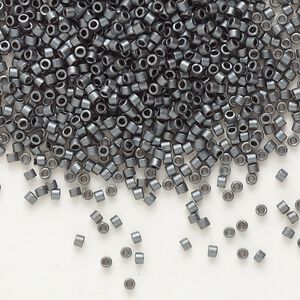 Seed bead, Delica®, glass, pkg/7.5g, #11 round, opaque matte metallic glazed luster slate (DB-0306).