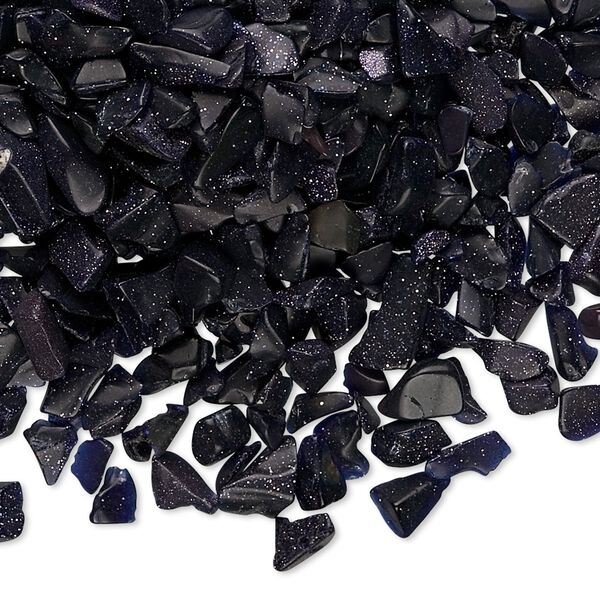 Inlay chip, blue goldstone (glass) (man-made), mini undrilled chip. Sold per 50-gram pkg. image number 0