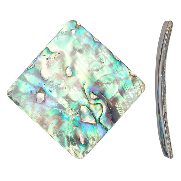 Focal, paua shell (natural), 52x52mm diamond, Mohs hardness 3-1/2. Sold individually. image number 0