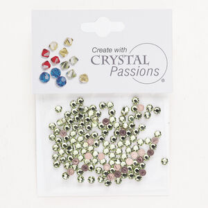 Flat back 1pkg144 peridot, Crystal Passions&reg; rhinestone 3.00-3.12mm hotfix round SS12
