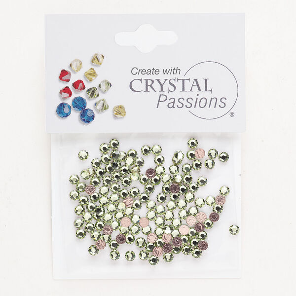 Flat back 1pkg144 peridot, Crystal Passions&reg; rhinestone 3.00-3.12mm hotfix round SS12 image number 0