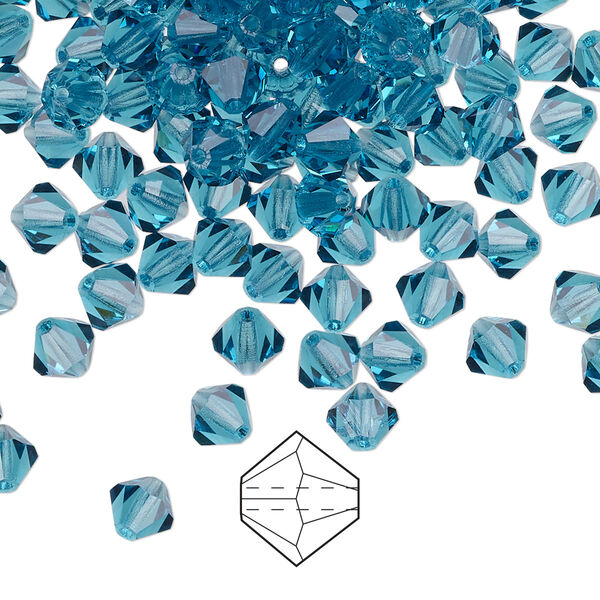 Bead 576pk indicolite, Preciosa Czech crystal 5mm bicone image number 0