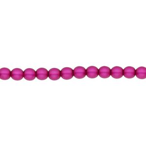 Bead, Czech pearl-coated glass druk, opaque matte magenta, 4mm round. Sold per 15-1/2" to 16" strand.