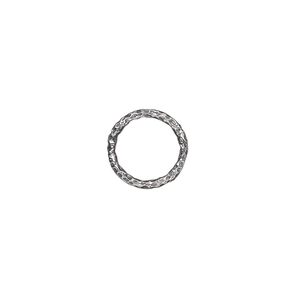 Jump ring, antiqued sterling silver, 10mm hammered round, 7.5mm inside diameter, 17 gauge. Sold per pkg of 2.