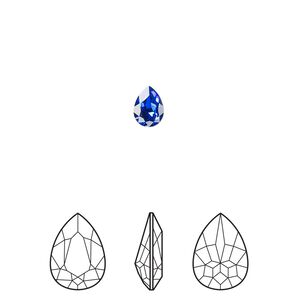 Fancy stone 2pk majestic blue foil back, Crystal Passions® 6x4mm pear 4320