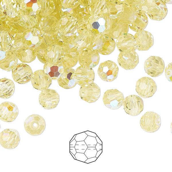 Bead 24pk jonquil AB, Preciosa Czech crystal 5mm round image number 0