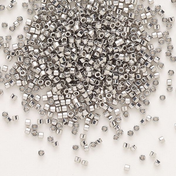 Seed bead, Delica®, glass, pkg/4g, #11 cut, opaque palladium-plated (DBC-0038). image number 0