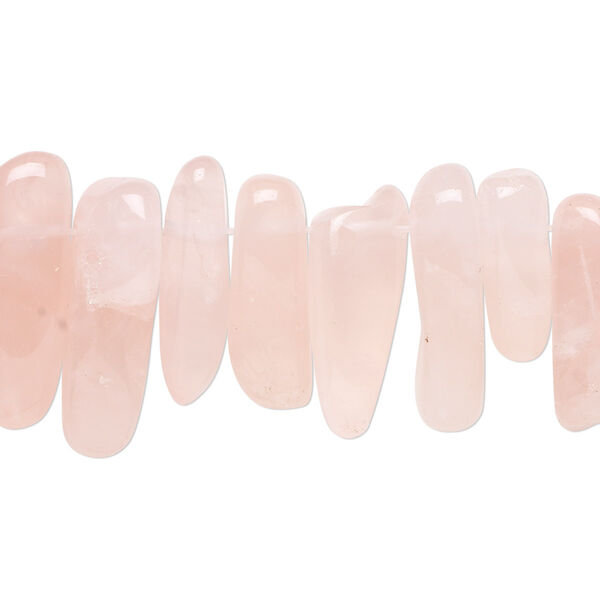 Bead, rose quartz (natural), extra-large top-drilled Hawaiian chip, Mohs hardness 7. Sold per 15-1/2" to 16" strand. image number 0
