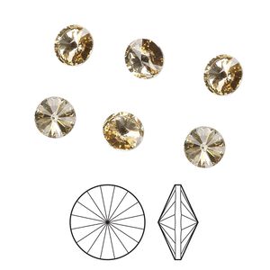 Chaton 6pk light Colorado topaz foil back, Preciosa MAXIMA Czech crystal rhinestone 12mm rivoli