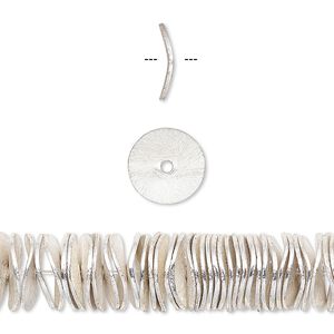 Bead, silver-plated copper, 10x2mm brushed wavy rondelle. Sold per pkg of 20.