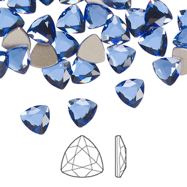 Flat back 6pk sapphire foil back, Crystal Passions® 7mm trilliant 2472 image number 0