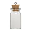 Component, glass / cork / nickel-finished steel, clear, 40x22mm bottle with stopper and screw eye. Sold per pkg of 100. image number 1