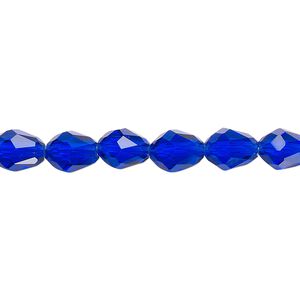 Bead Celestial Crystal® 1pkg60, 8x6mm teardrop / 66 facets, transparent cobalt blue