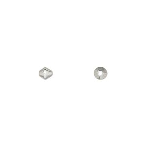 Bead, silver-plated brass, 4mm double cone. Sold per pkg of 100.