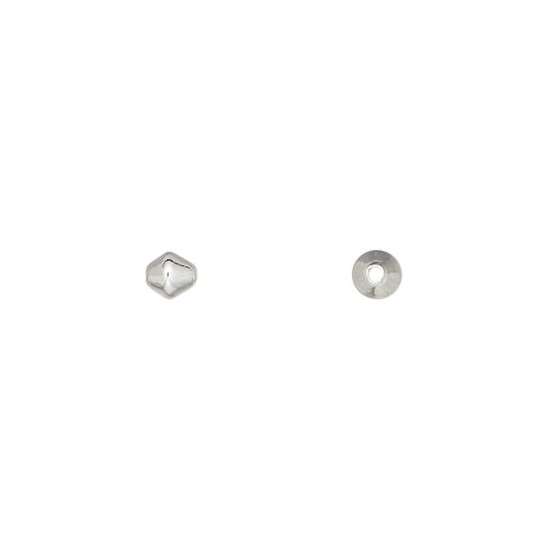 Bead, silver-plated brass, 4mm double cone. Sold per pkg of 100. image number 0