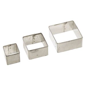 Clay cutter, galvanized steel, 20mm / 30mm / 40mm square. Sold per 3-piece set.
