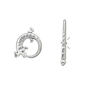 Clasp toggle 1pkg1 sterling silver, 13mm lizard, antiqued JBB Findings 1-strand