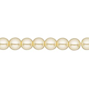 Bead, Czech glass pearl, ivory, 6mm round. Sold per 18-inch strand, approximately 80 beads.