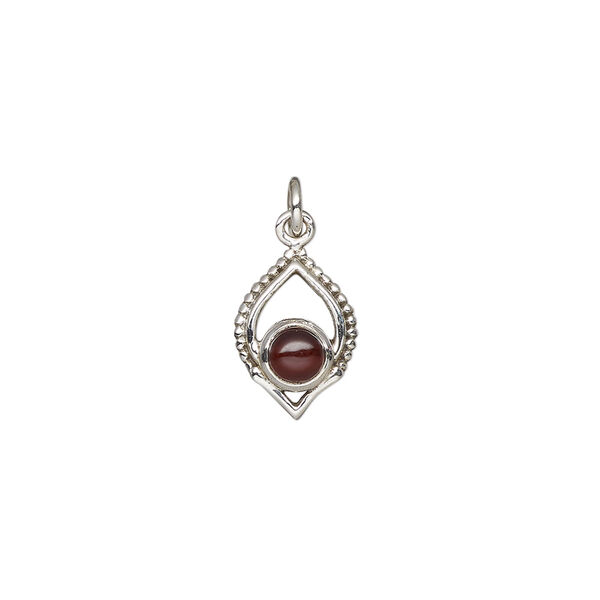 Garnet / sterling silver 1pkg1, antiqued marquise drop natural 13.5x9mm image number 1